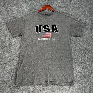 USA Washington DC Top Womens Medium Gray Cotton Knit Short Sleeve Pullover Tee
